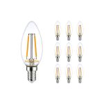 Lot 10x Noxion Lucent LED E14 Bougie Filament Claire 2.5W 250lm - 827 Blanc Très Chaud | Équivalent 25W