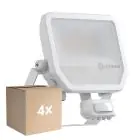 Lot 4x Ledvance Projecteur LED Aluminium Blanc 41W 6000lm 100D - 840 Blanc Froid | IP65 - Détecteur de Mouvement et de Lumière - Symétrique